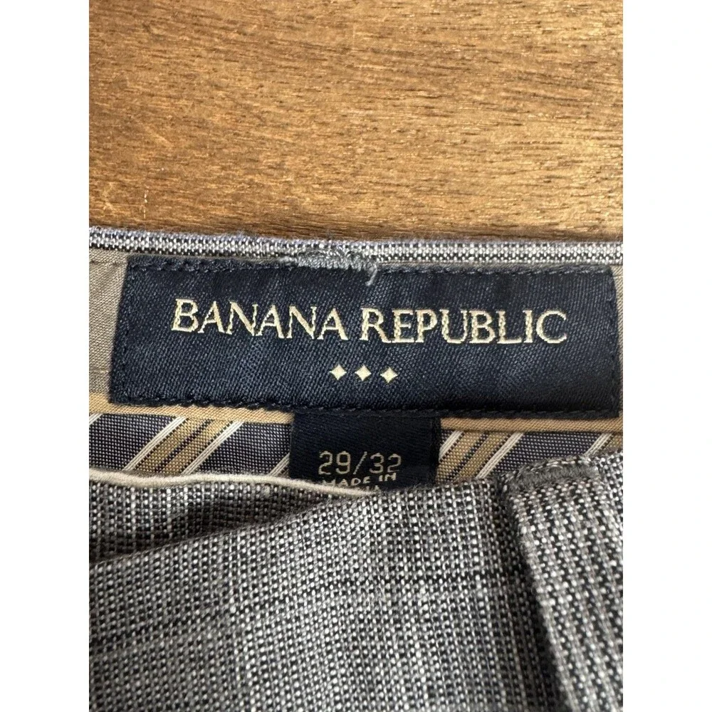 Banana Republic Men's Linen Blend Pants Check Pattern 29